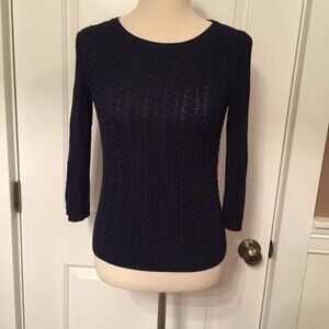 BROOKS BROTHERS SWEATER CREWNECK CABLE NAVY BLUE S Fit